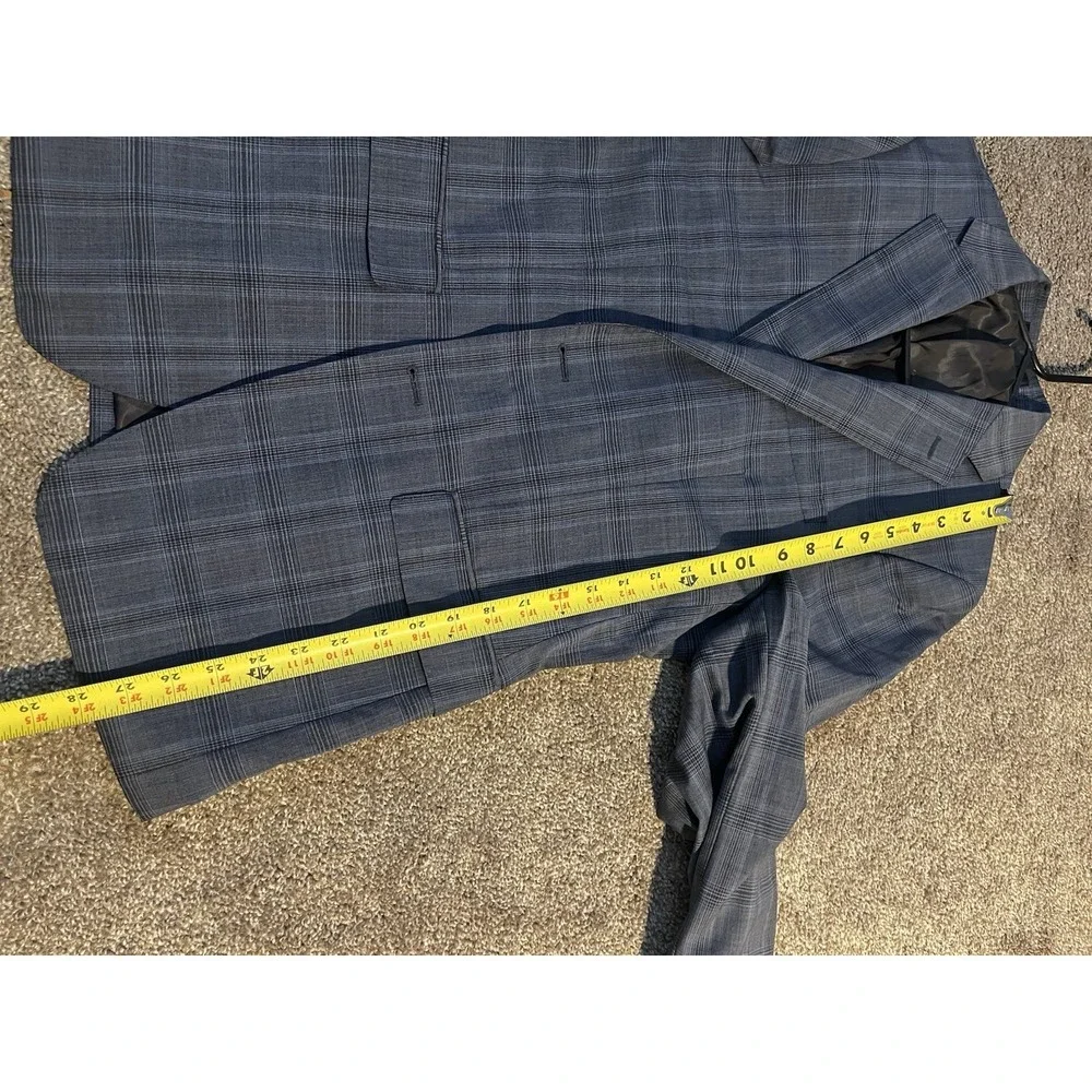 Calvin Klein gray plaid tailored suit JacketWool Blend 38R 2 Button Sport Jacket